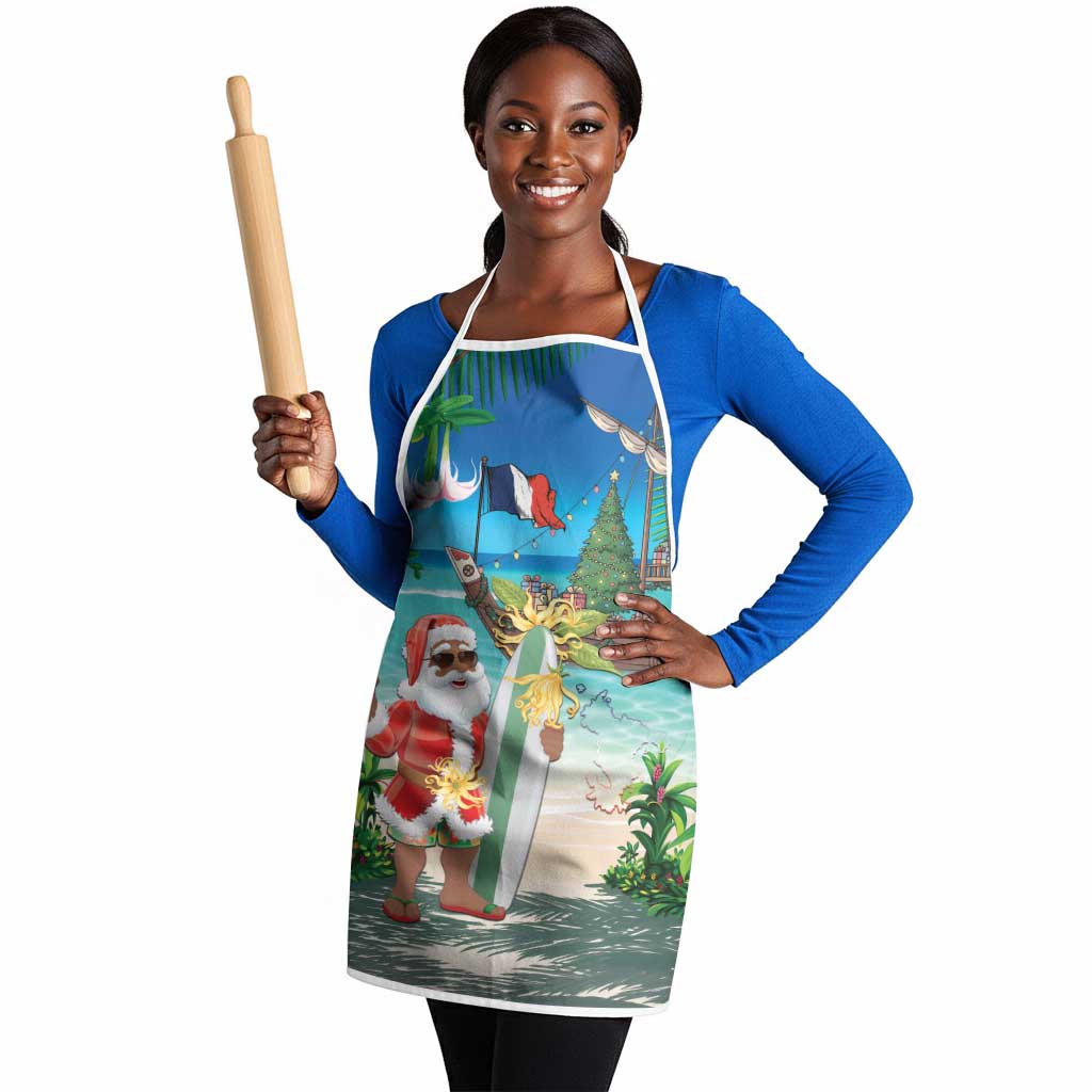 Mayotte Christmas Apron Santa Chill on Tropical Beach