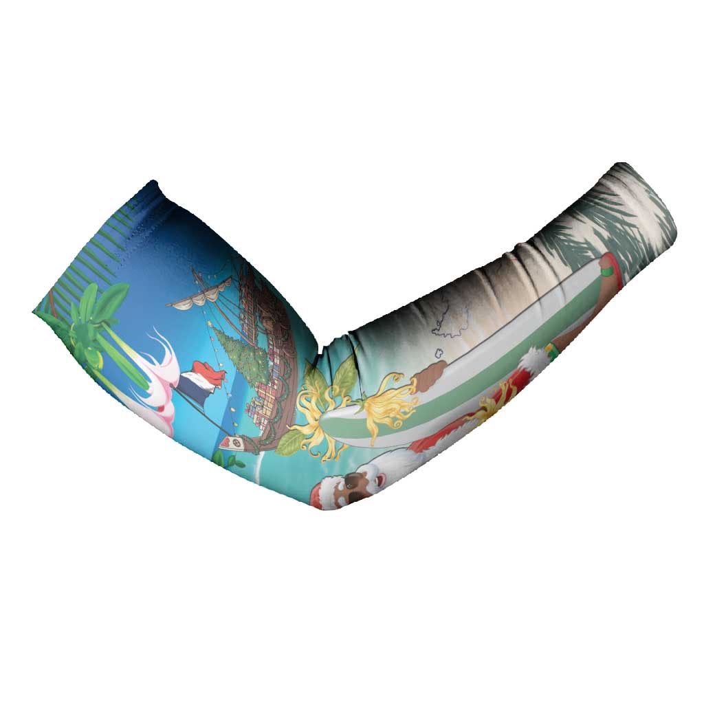 Mayotte Christmas Arm Sleeves Santa Chill on Tropical Beach