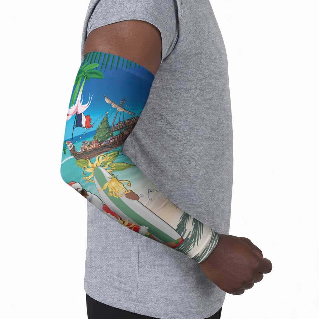 Mayotte Christmas Arm Sleeves Santa Chill on Tropical Beach
