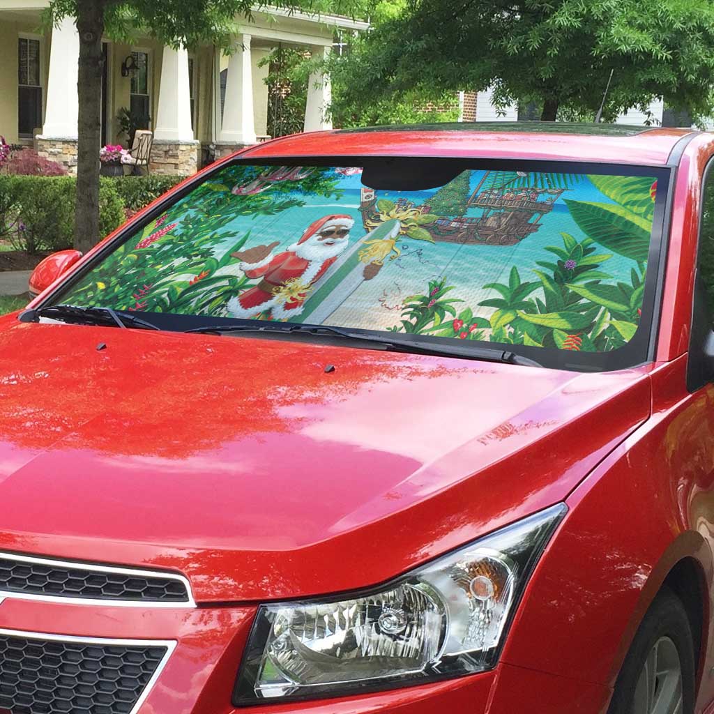 Mayotte Christmas Auto Sun Shade Santa Chill on Tropical Beach