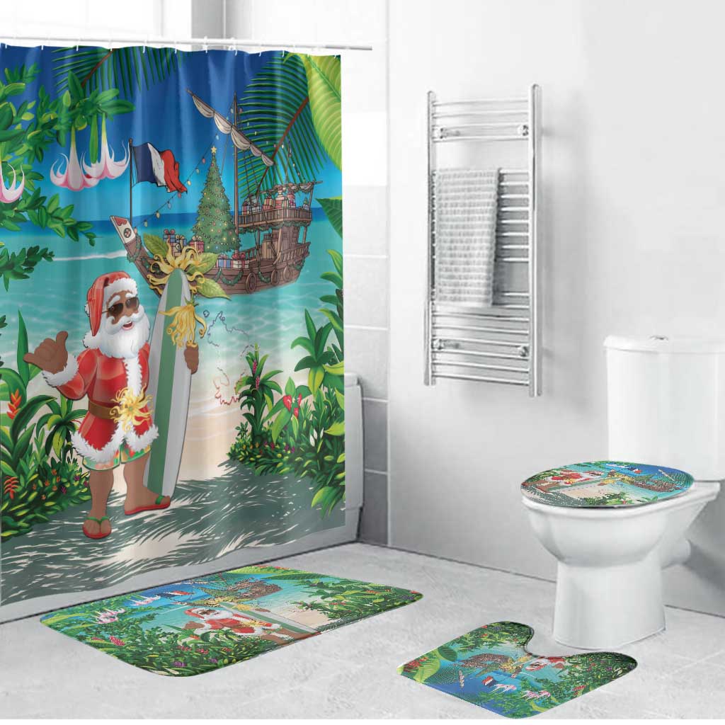 Mayotte Christmas Bathroom Set Santa Chill on Tropical Beach