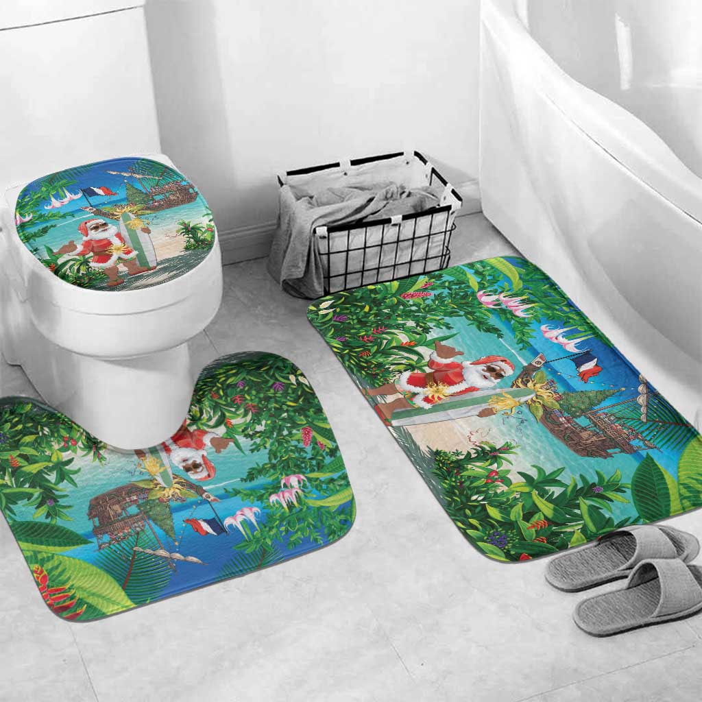 Mayotte Christmas Bathroom Set Santa Chill on Tropical Beach