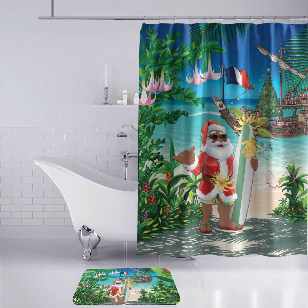Mayotte Christmas Bathroom Set Santa Chill on Tropical Beach