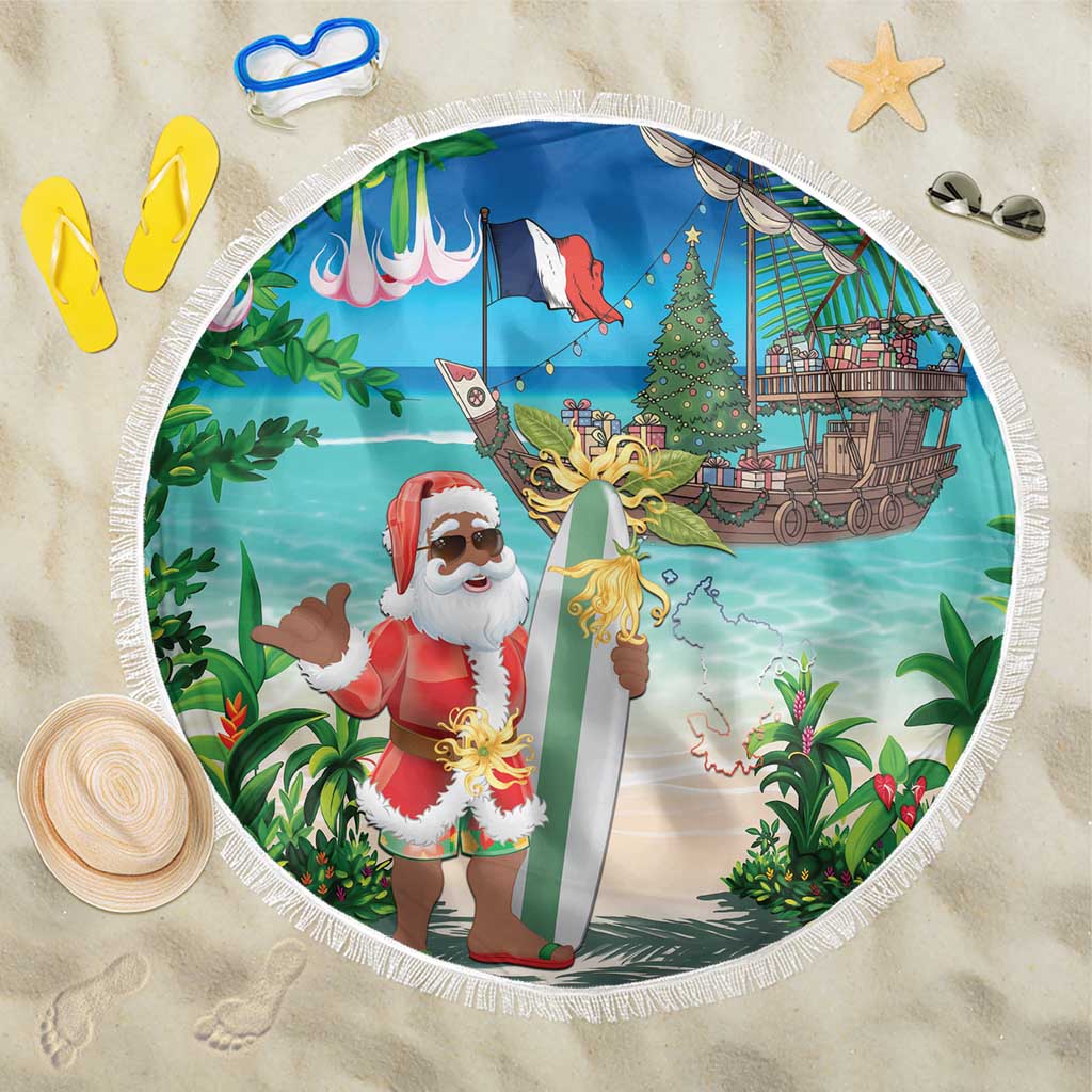 Afro Christmas in Mayotte Beach Blanket Santa Chill on Tropical Beach - African Pride
