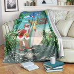 Afro Christmas in Mayotte Blanket Santa Chill on Tropical Beach - African Pride