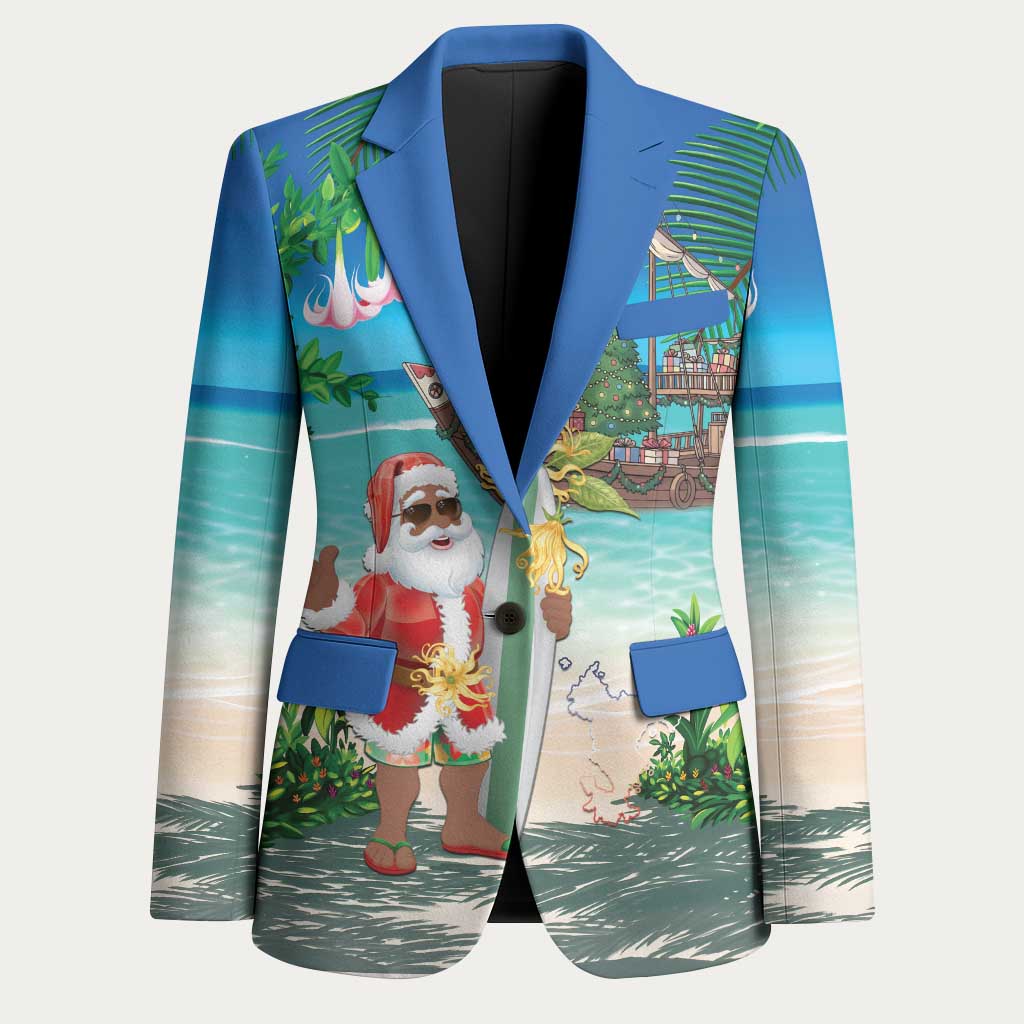 Mayotte Christmas Blazer Santa Chill on Tropical Beach