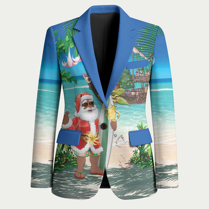 Mayotte Christmas Blazer Santa Chill on Tropical Beach