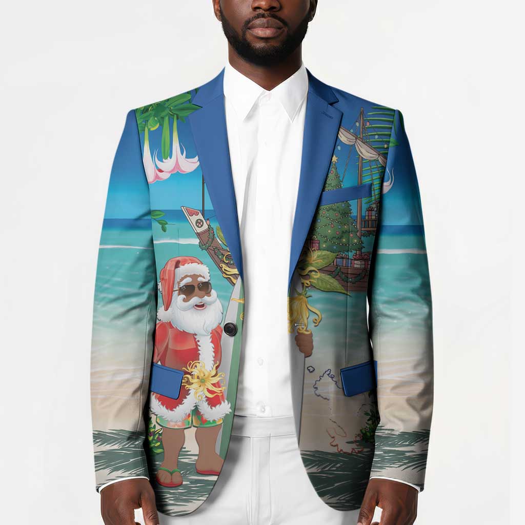 Mayotte Christmas Blazer Santa Chill on Tropical Beach