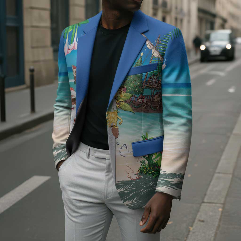 Mayotte Christmas Blazer Santa Chill on Tropical Beach