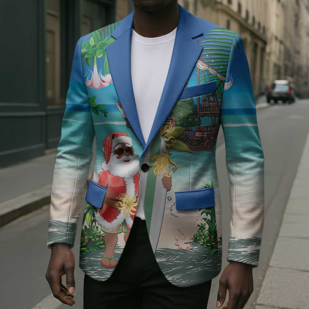 Mayotte Christmas Blazer Santa Chill on Tropical Beach