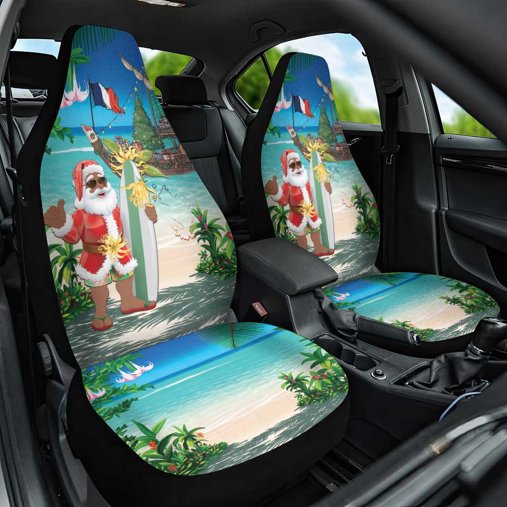 Afro Christmas in Mayotte Car Seat Cover Santa Chill on Tropical Beach - African Pride