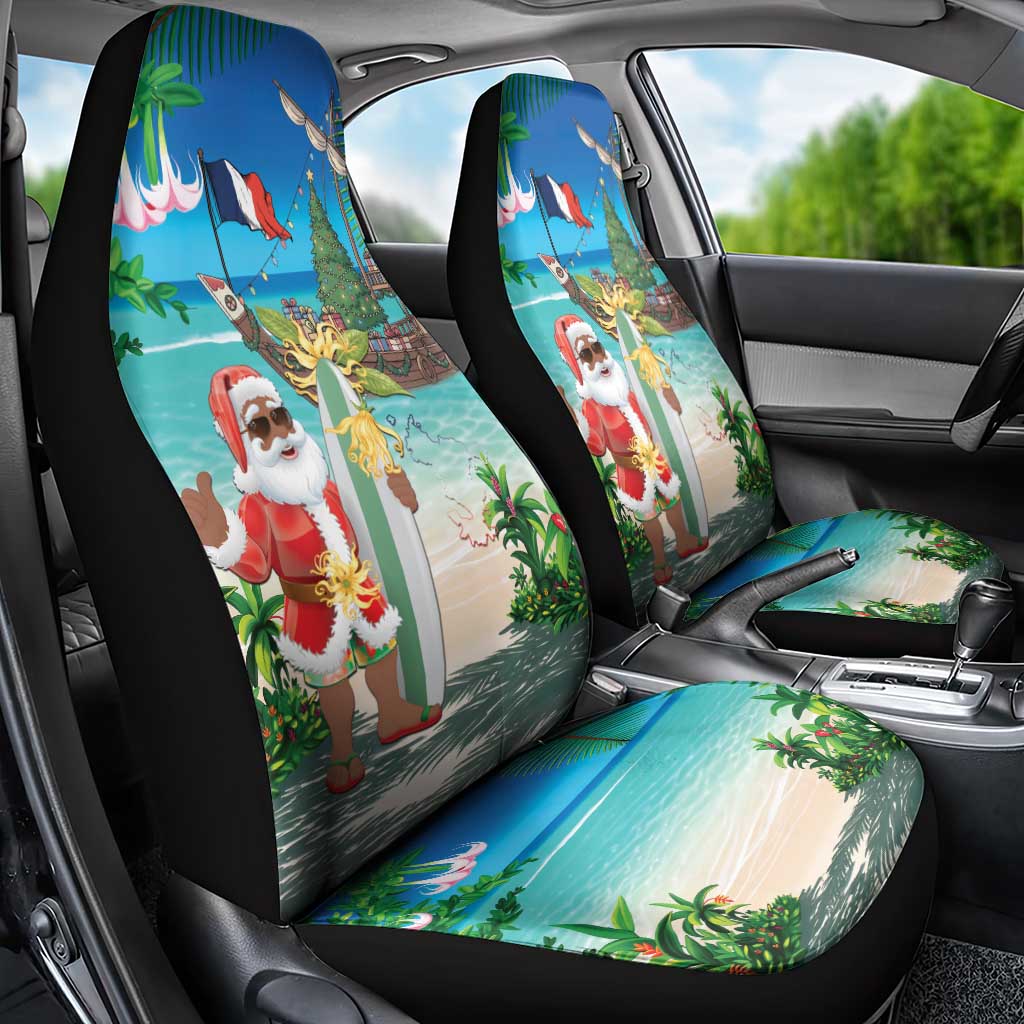 Afro Christmas in Mayotte Car Seat Cover Santa Chill on Tropical Beach - African Pride