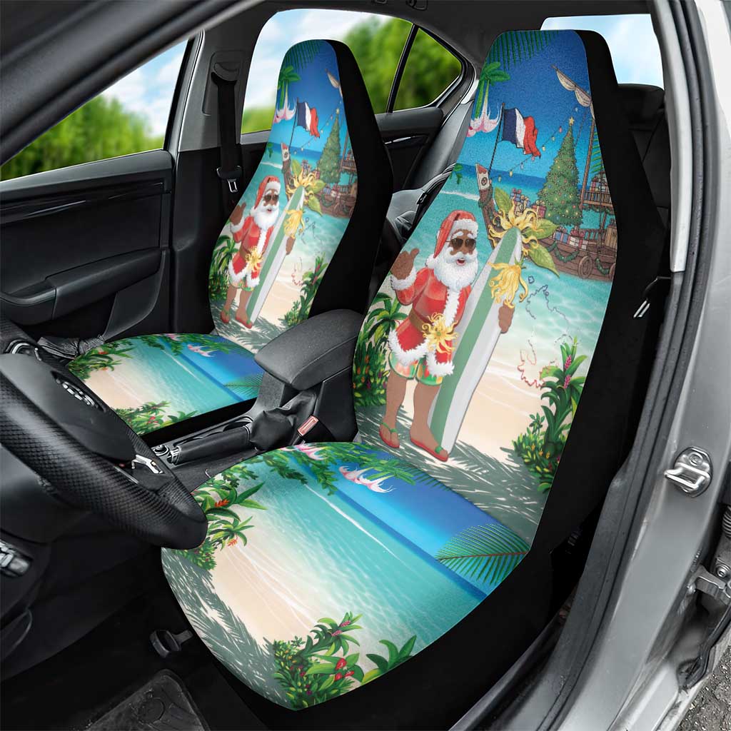 Afro Christmas in Mayotte Car Seat Cover Santa Chill on Tropical Beach - African Pride