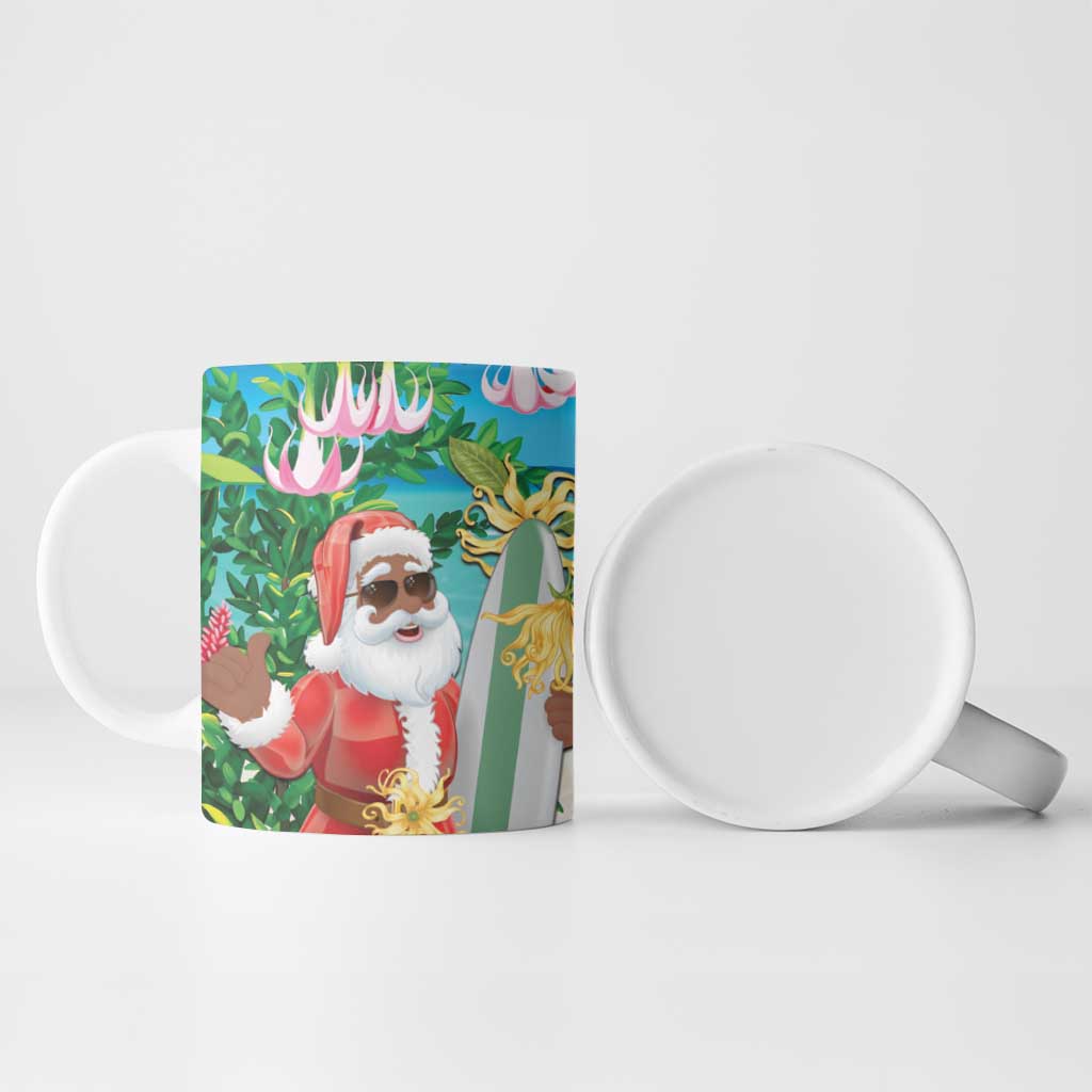 Mayotte Christmas Ceramic Mug Santa Chill on Tropical Beach