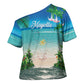 Mayotte Christmas Cross Shoulder Shirt Santa Chill on Tropical Beach