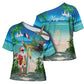 Mayotte Christmas Cross Shoulder Shirt Santa Chill on Tropical Beach