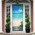 Mayotte Christmas Door Cover Santa Chill on Tropical Beach