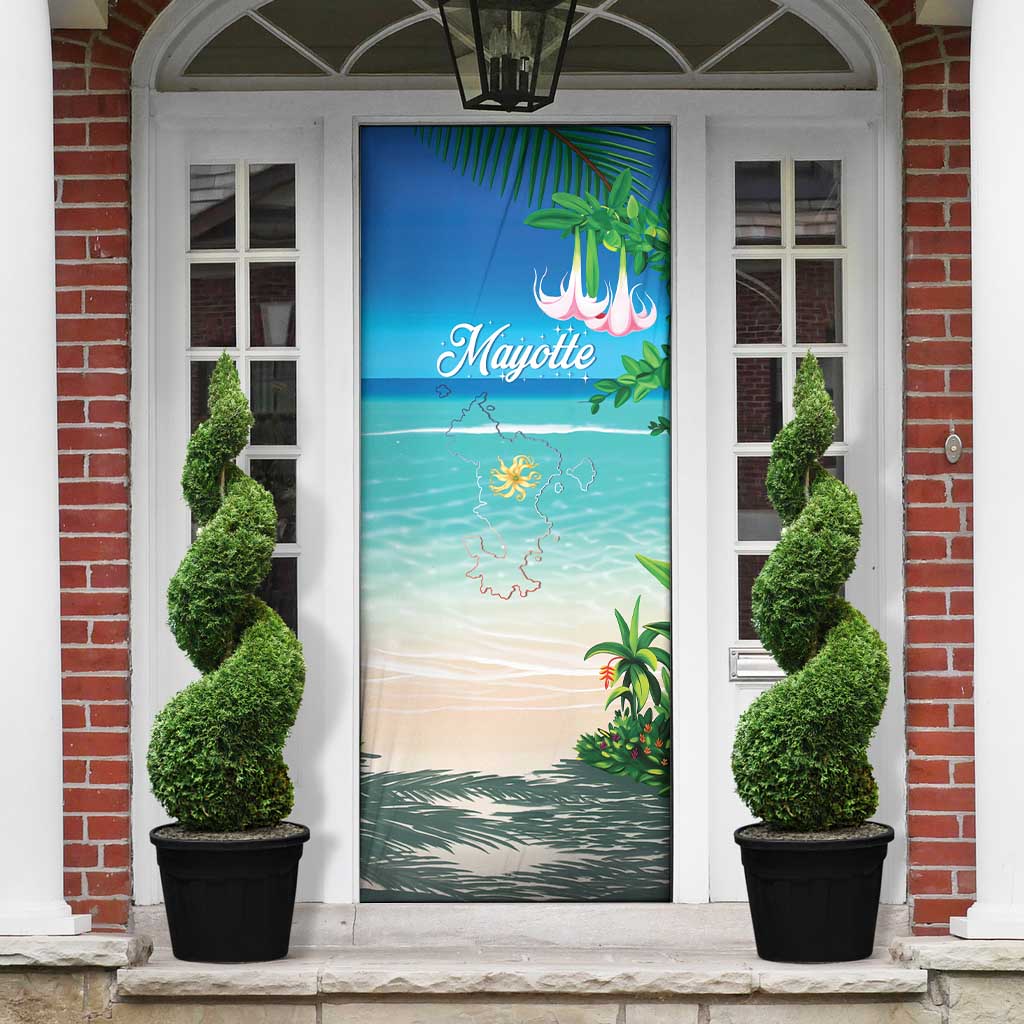 Mayotte Christmas Door Cover Santa Chill on Tropical Beach
