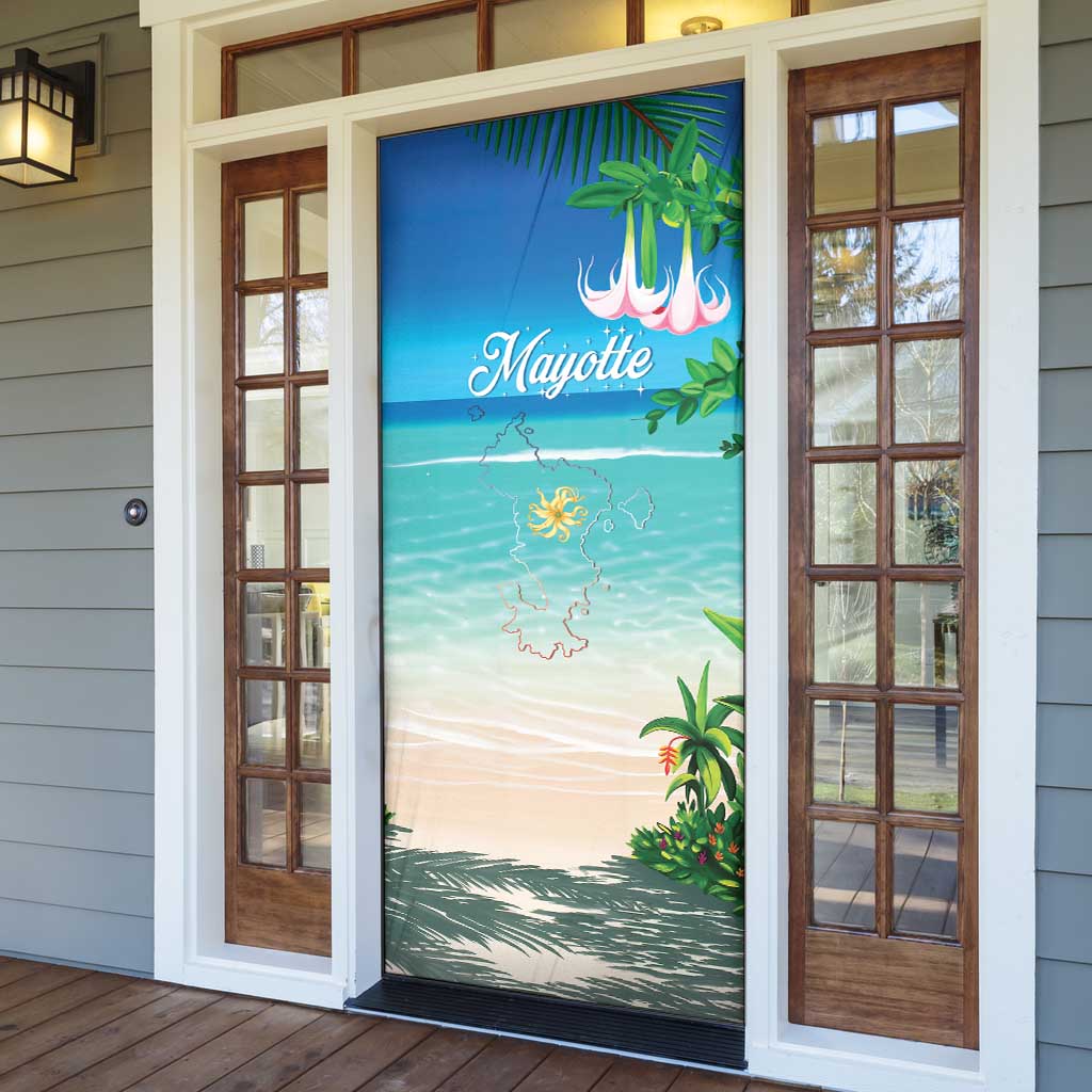 Mayotte Christmas Door Cover Santa Chill on Tropical Beach