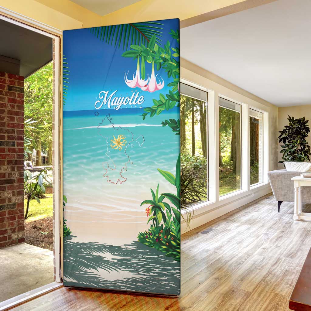 Mayotte Christmas Door Cover Santa Chill on Tropical Beach