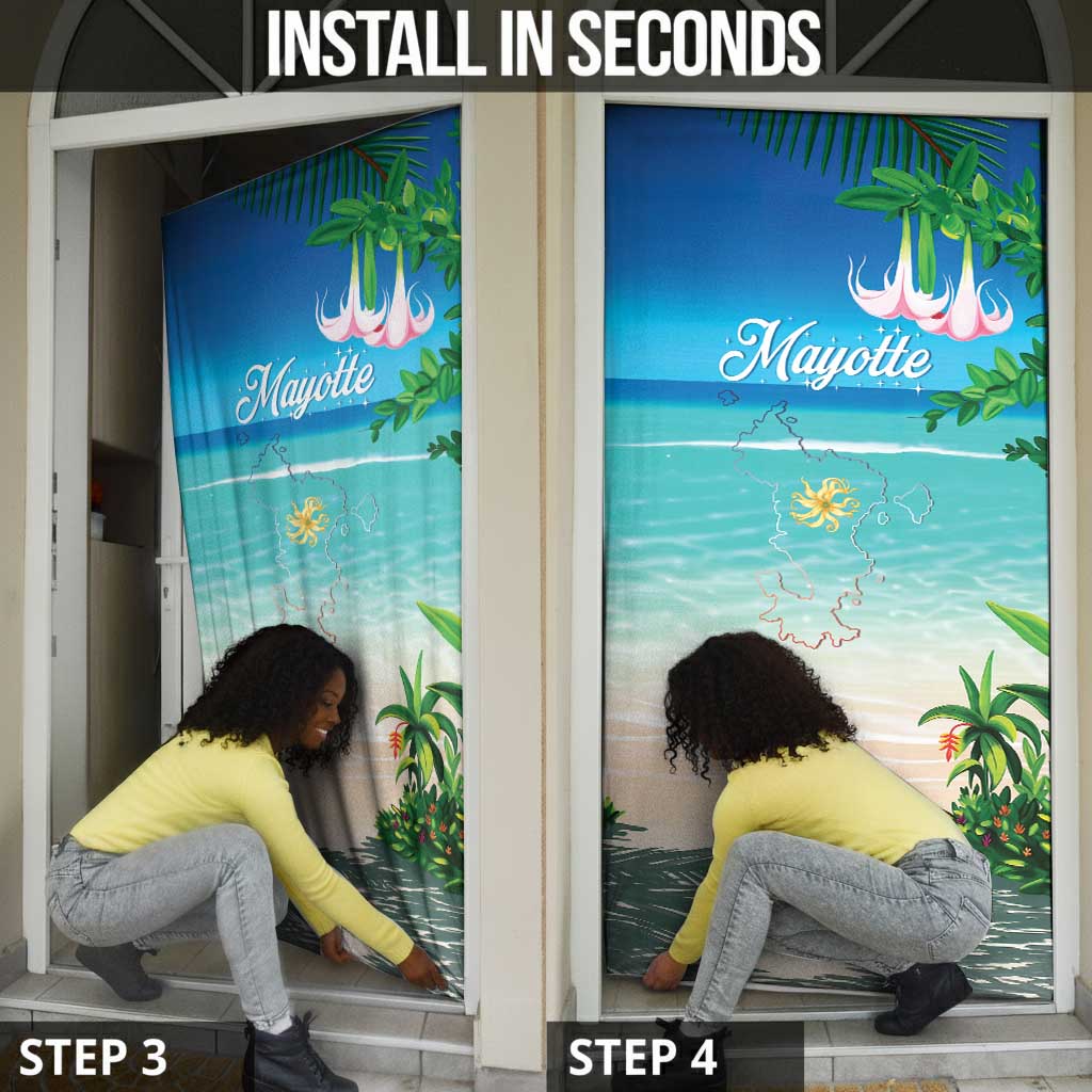 Mayotte Christmas Door Cover Santa Chill on Tropical Beach