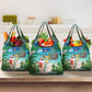 Afro Christmas in Mayotte Grocery Bag Santa Chill on Tropical Beach - African Pride