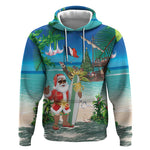 Afro Christmas in Mayotte Hoodie Santa Chill on Tropical Beach - African Pride