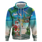 Afro Christmas in Mayotte Hoodie Santa Chill on Tropical Beach - African Pride