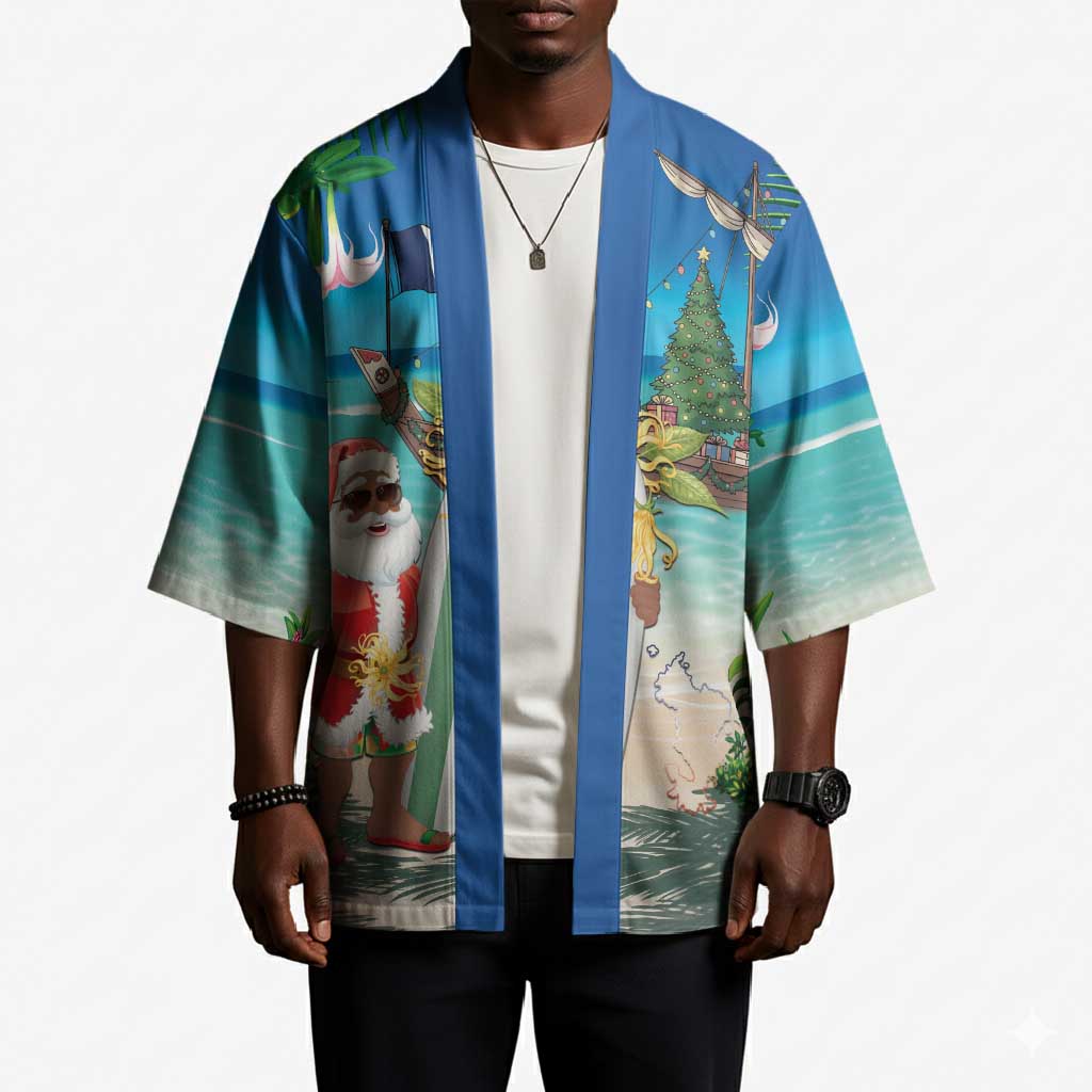 Mayotte Christmas Kimono Santa Chill on Tropical Beach