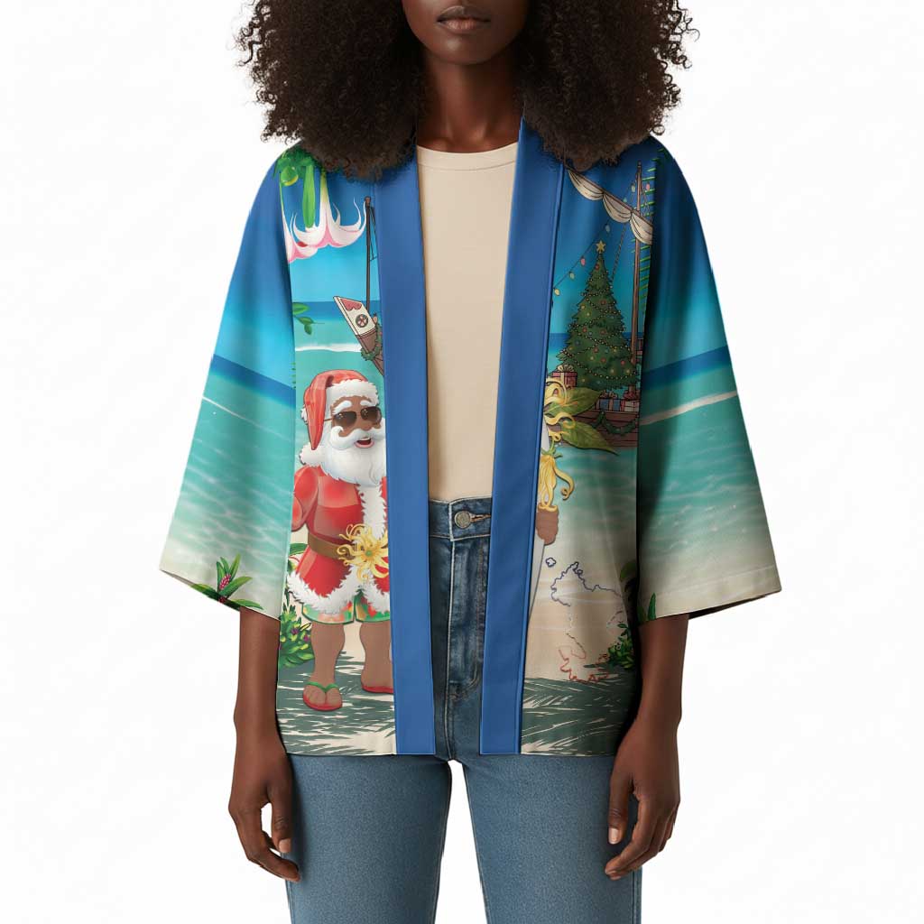Mayotte Christmas Kimono Santa Chill on Tropical Beach