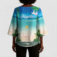 Mayotte Christmas Kimono Sleeve Blouse Santa Chill on Tropical Beach