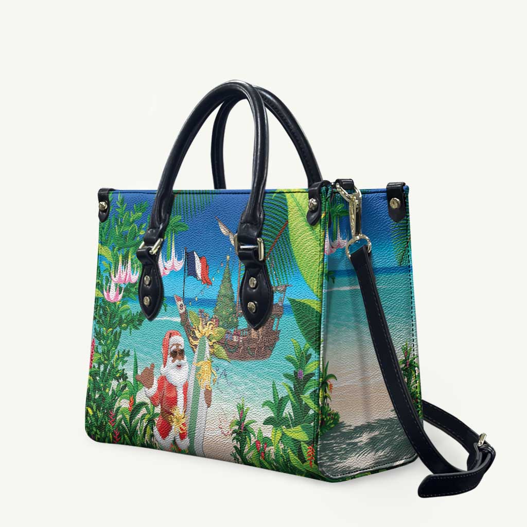 Mayotte Christmas Leather Bag Santa Chill on Tropical Beach