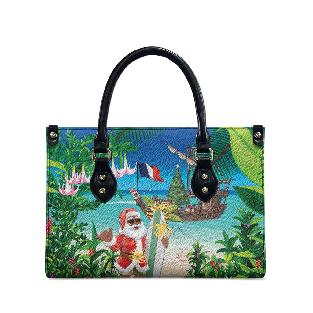 Mayotte Christmas Leather Bag Santa Chill on Tropical Beach