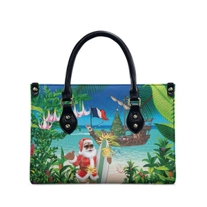Mayotte Christmas Leather Bag Santa Chill on Tropical Beach