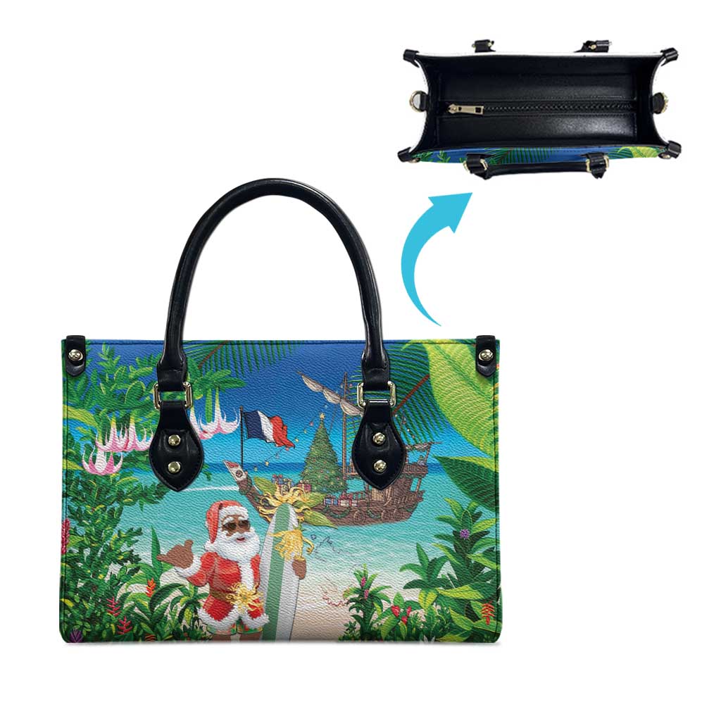 Mayotte Christmas Leather Bag Santa Chill on Tropical Beach