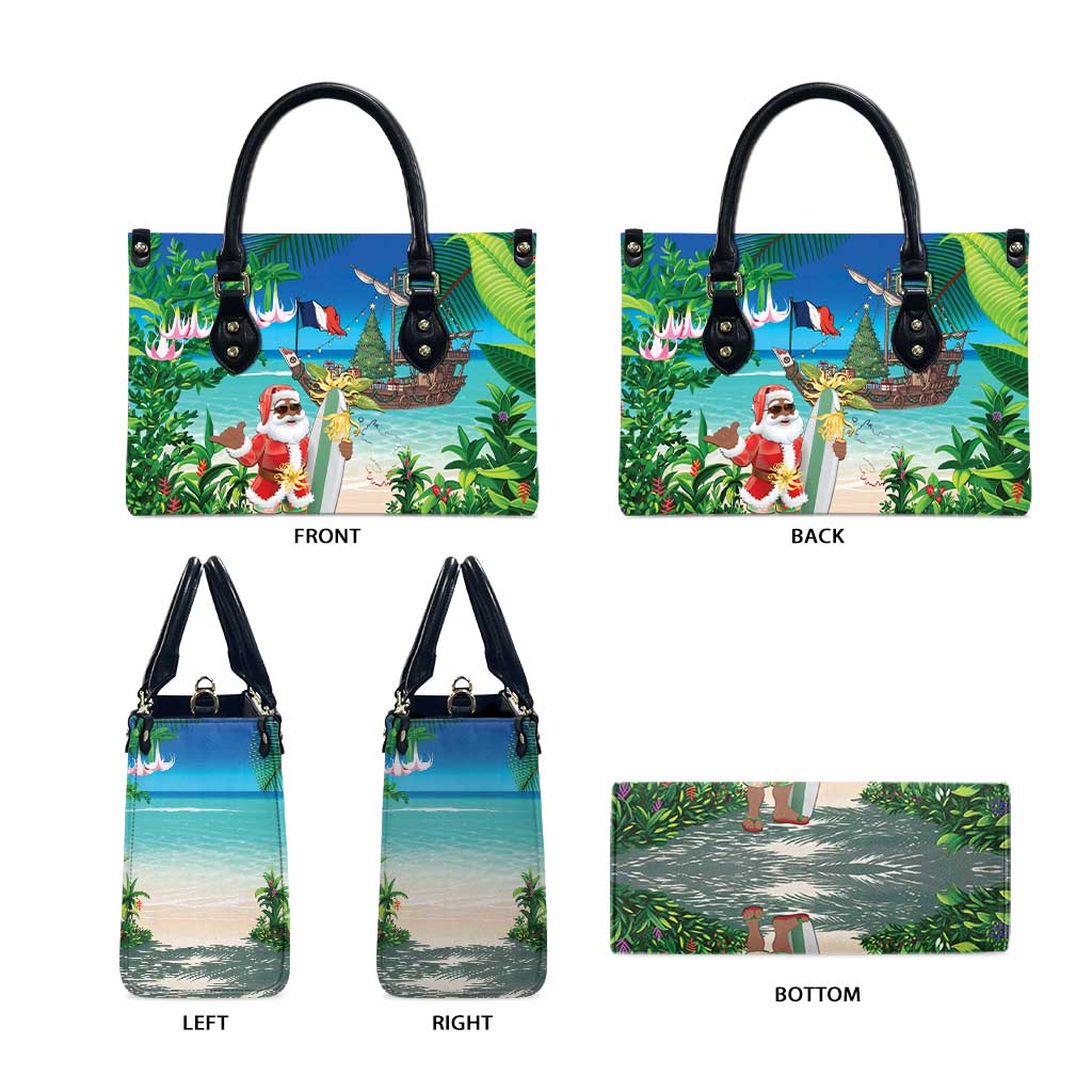 Mayotte Christmas Leather Bag Santa Chill on Tropical Beach