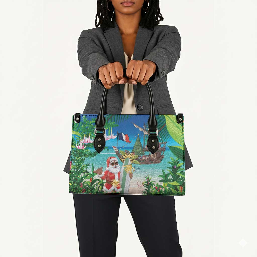 Mayotte Christmas Leather Bag Santa Chill on Tropical Beach
