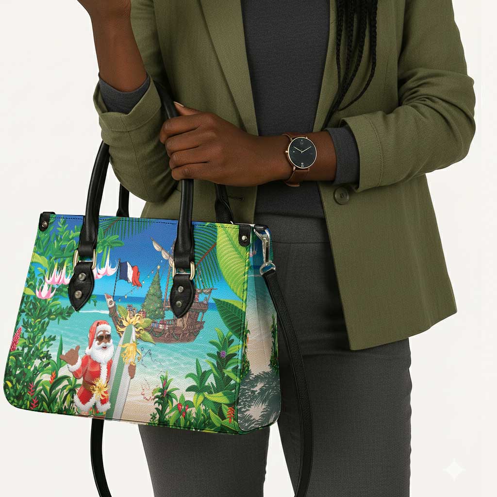 Mayotte Christmas Leather Bag Santa Chill on Tropical Beach