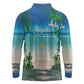 Afro Christmas in Mayotte Long Sleeve Polo Shirt Santa Chill on Tropical Beach - African Pride