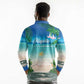 Afro Christmas in Mayotte Long Sleeve Polo Shirt Santa Chill on Tropical Beach - African Pride