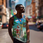 Afro Christmas in Mayotte Men Tank Top Santa Chill on Tropical Beach - African Pride