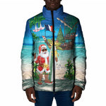 Mayotte Christmas Padded Jacket Santa Chill on Tropical Beach