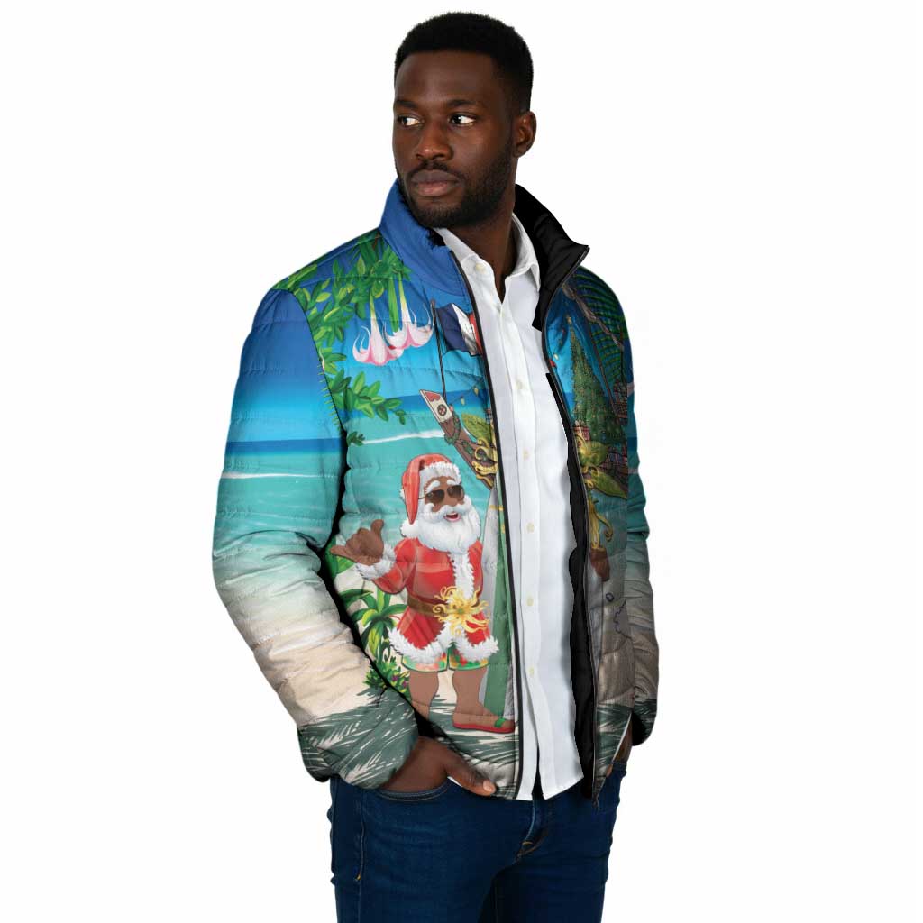Mayotte Christmas Padded Jacket Santa Chill on Tropical Beach