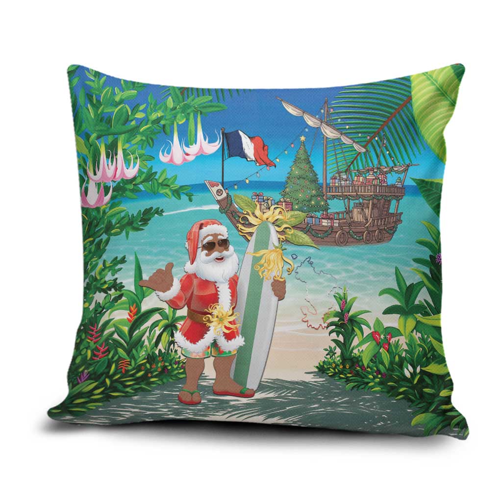 Mayotte Christmas Pillow Cover Santa Chill on Tropical Beach