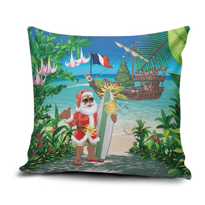 Mayotte Christmas Pillow Cover Santa Chill on Tropical Beach
