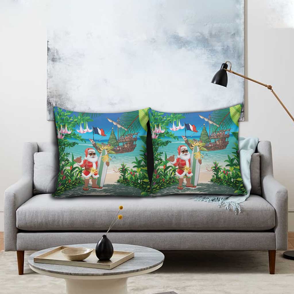 Mayotte Christmas Pillow Cover Santa Chill on Tropical Beach