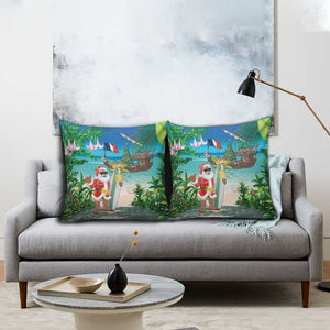 Mayotte Christmas Pillow Cover Santa Chill on Tropical Beach
