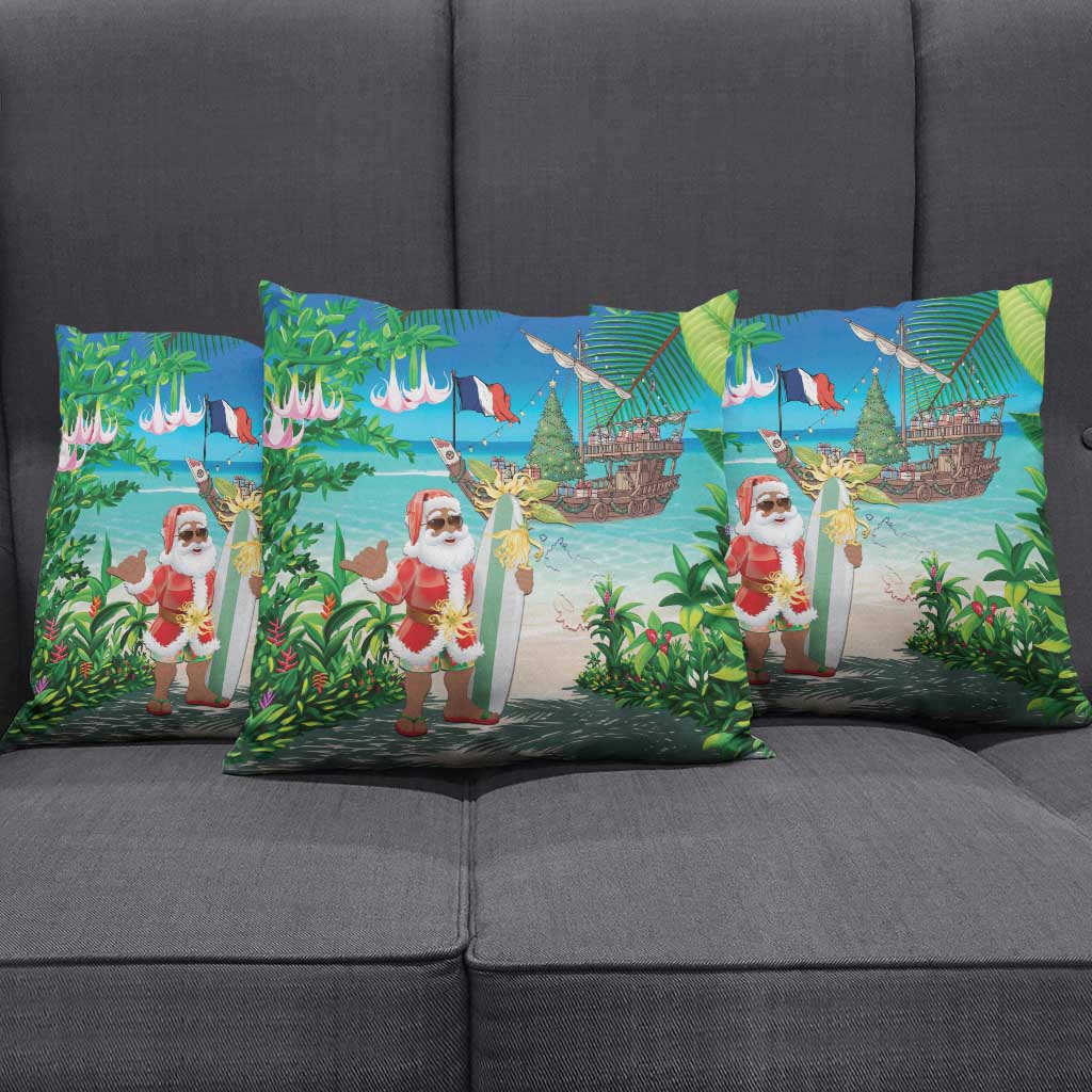 Mayotte Christmas Pillow Cover Santa Chill on Tropical Beach