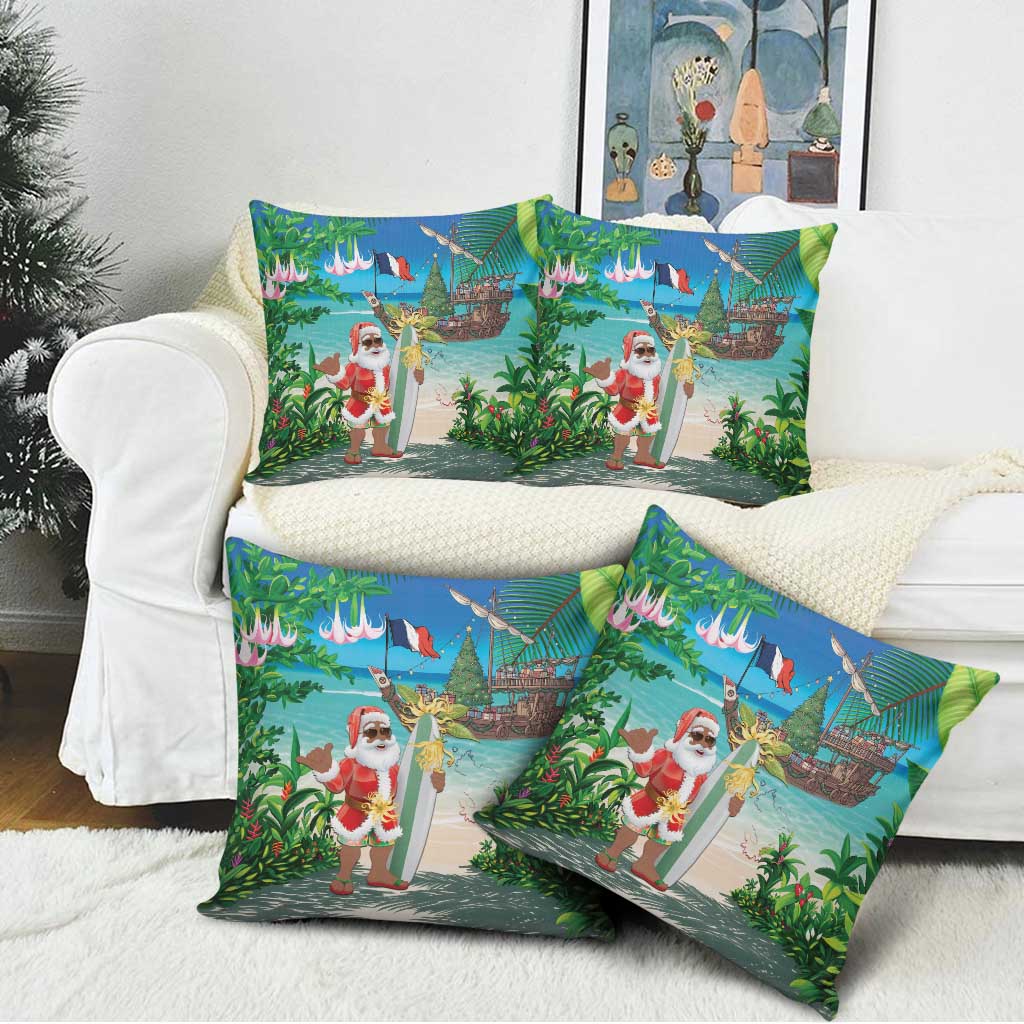 Mayotte Christmas Pillow Cover Santa Chill on Tropical Beach