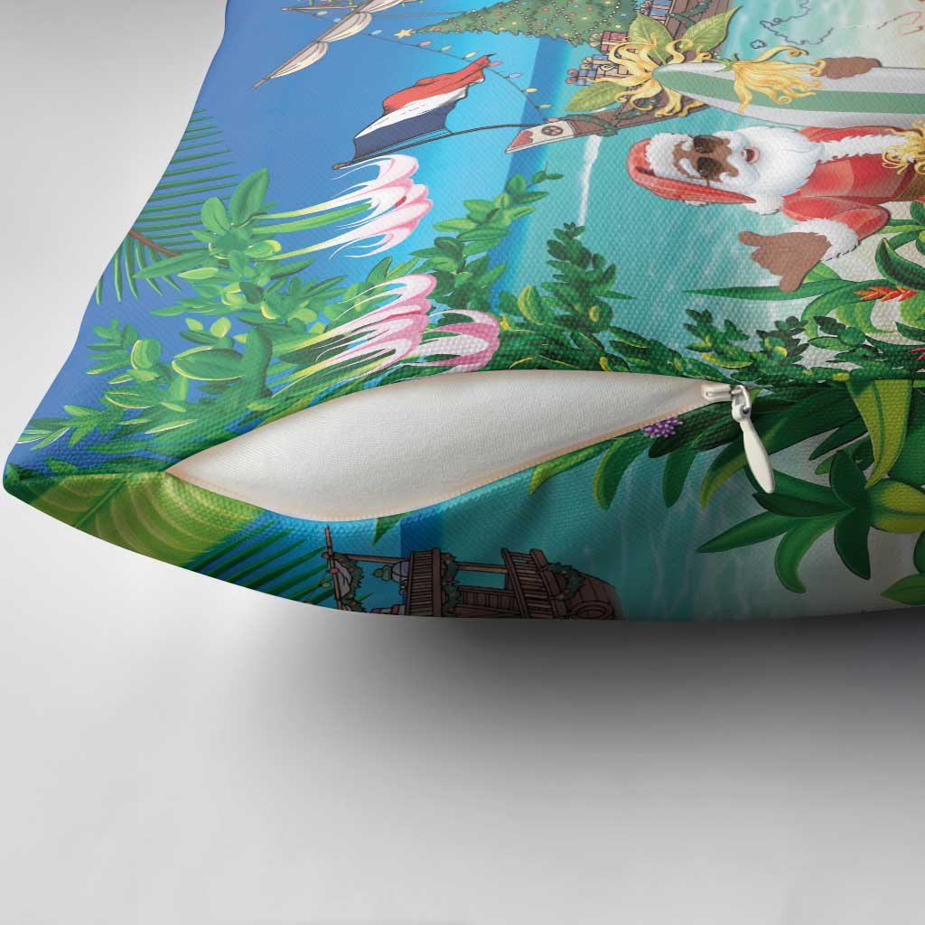 Mayotte Christmas Pillow Cover Santa Chill on Tropical Beach